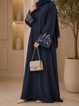 Premium Embroidered Abaya – Navy Blue ( Pre-order)