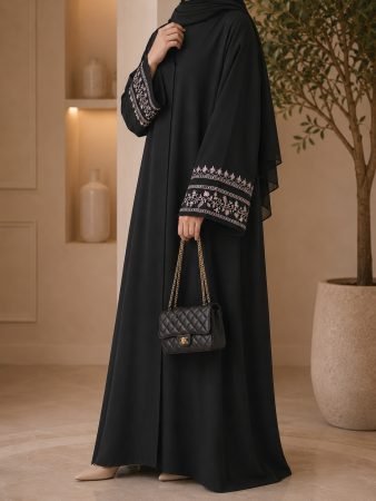 Premium Embroidered Abaya – Classic Black ( Pre-order )