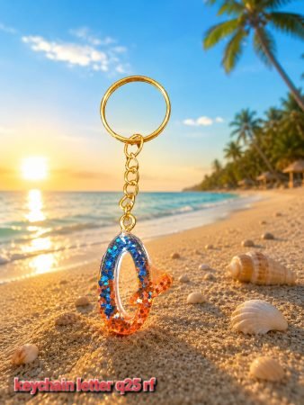 Handmade Resin Letter Q Keychain